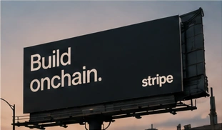 Stripe Build onchain billboard against an evening sky